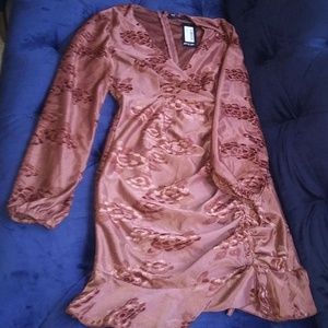 Floral Flocked Ruched Wrap Mini